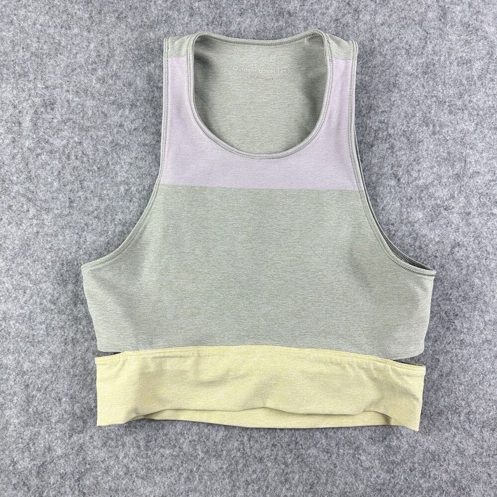 Outdoor Voices Tri Color Slashback Crop Top Womens M Tank Colorblock Active Gym